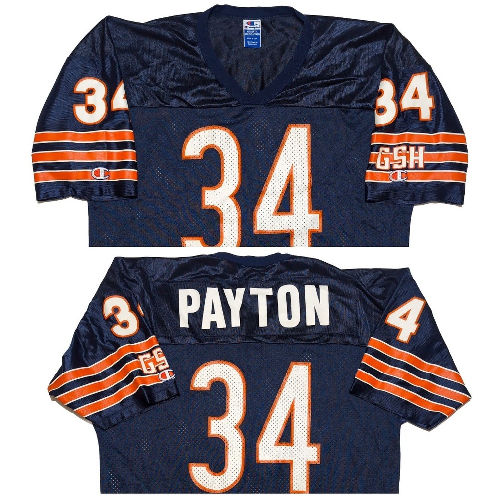 Vintage CHAMPION Walter Payton Chicago Bears NFL Jersey Mens 48 XL Blue Made USA